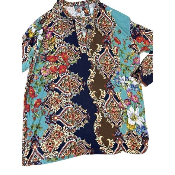 Johnny Was Indi Flower Long Sleeve Henley T Shirt Size 2XS XXS - Picture 7 of 12